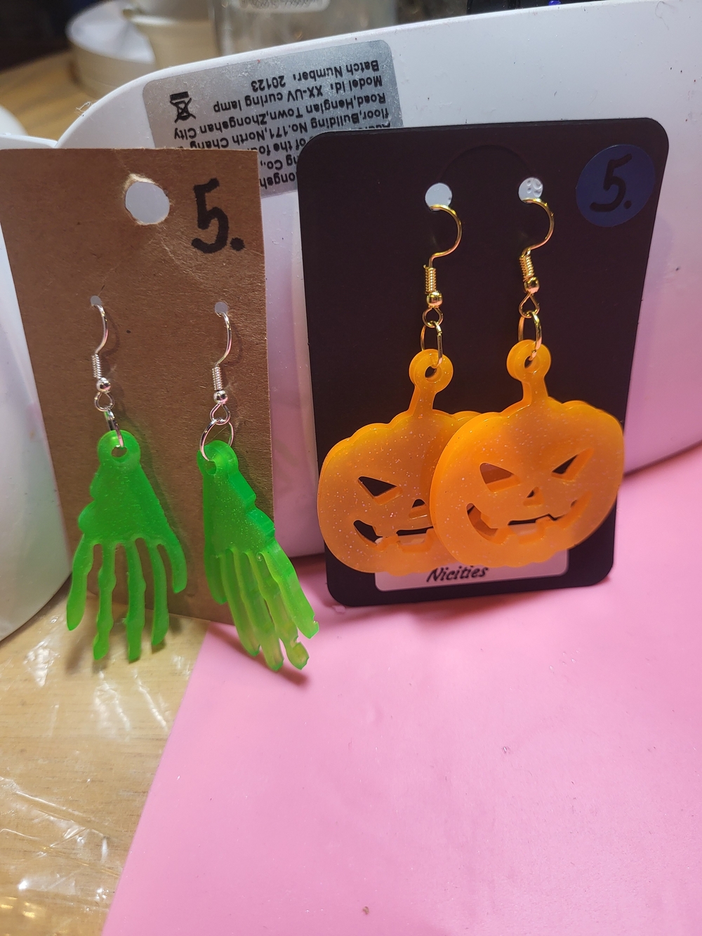 Halloween Earrings- Skeleton Hans, Pumpkins, Ghosts, Boo, Coffin & Witches Hat